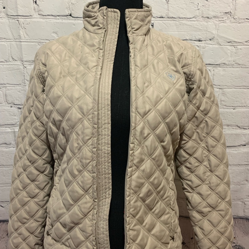 SOLD!✅ ARIAT Women’s Quilted Beige Zip Up Jacket Size Small - Picture 1 of 12